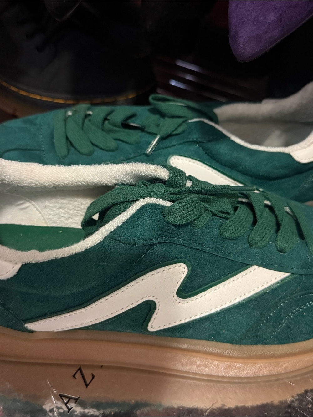 Madden Girl Green Suede Sneakers with White Accent 10